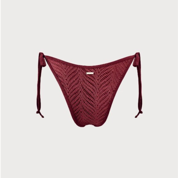 BERLOOK Burgundy Crochet Halter Triangle TOP AND Burgundy Crochet Tie Bottom 52 - Picture 10 of 13